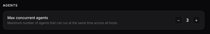Max concurrent agents stepper
