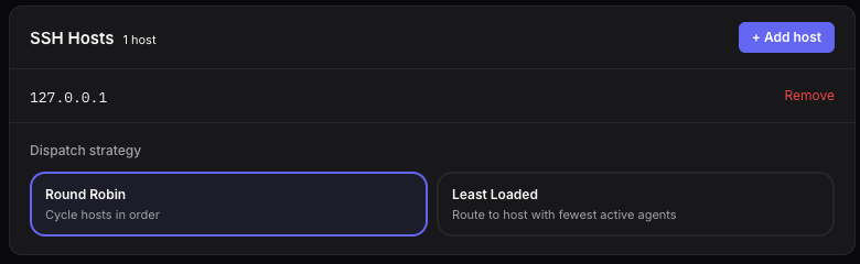 SSH hosts list and dispatch strategy
